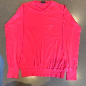 Coral V-Neck Sweater with Ribbed Texture